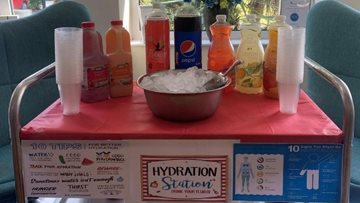 Hydration and education trolley for staff at Manchester home